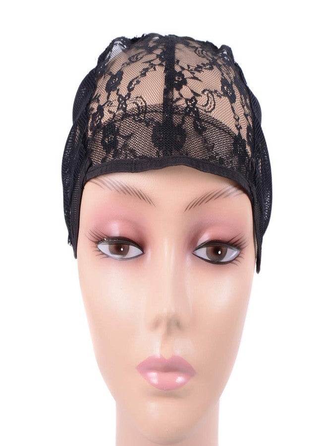 ياتشيو YANTAISIYU قطعتان/عبوة من أغطية الشعر المستعار لصنع الشعر المستعار مع شريط مطاطي في الخلف، أغطية شعر مستعار سهلة التضفير وجيدة التهوية مع بلاستيك (أسود S 21 بوصة) - Image 2